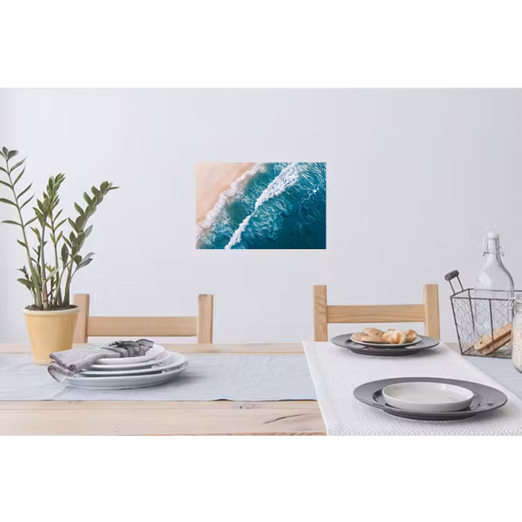 Zee - Strand - Golven - Natuur - Blauw Muursticker klein -eettafel