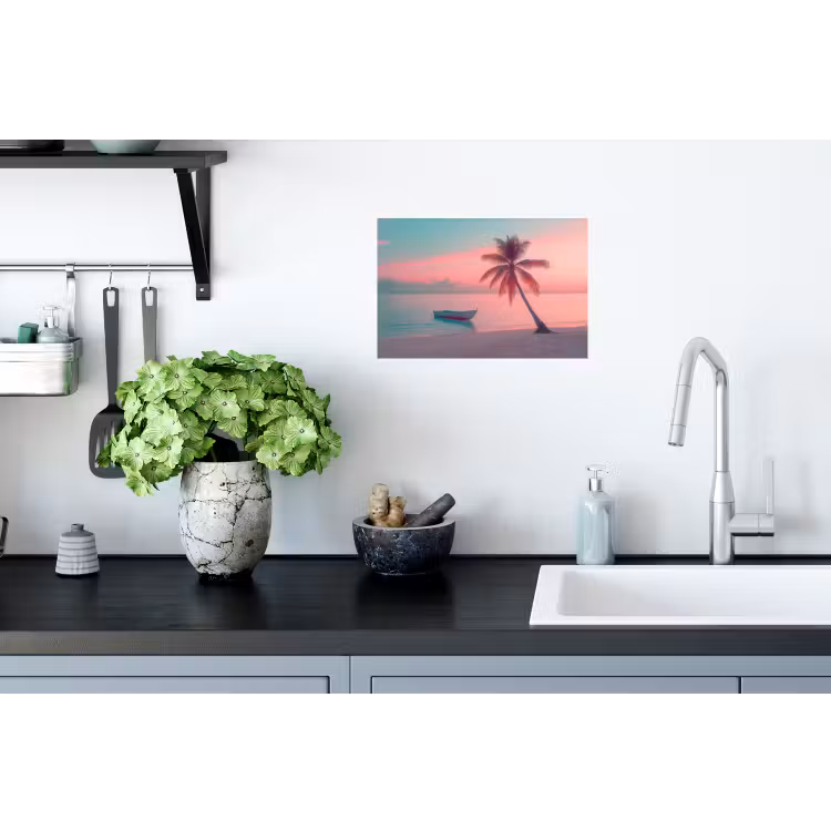 Zee - Boot - Zonsondergang Muursticker klein -keuken