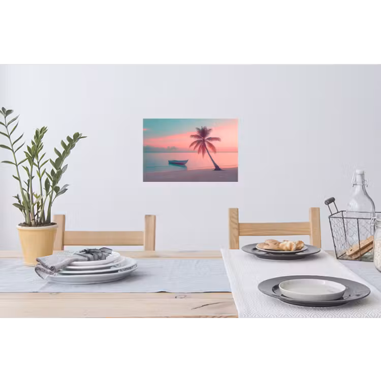 Zee - Boot - Zonsondergang Muursticker klein -eettafel