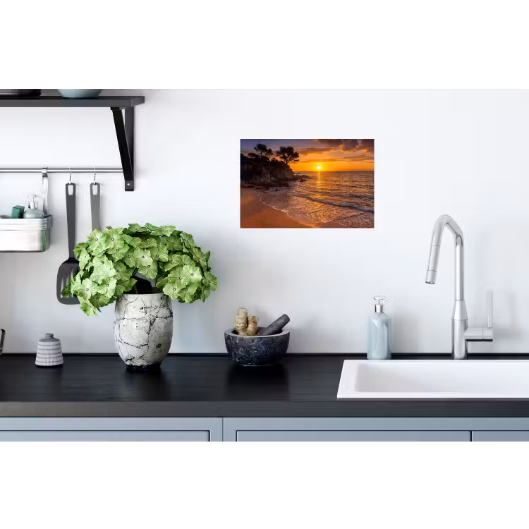 Zee - Kust - Zonsondergang - Natuur - Oranje Muursticker klein -keuken