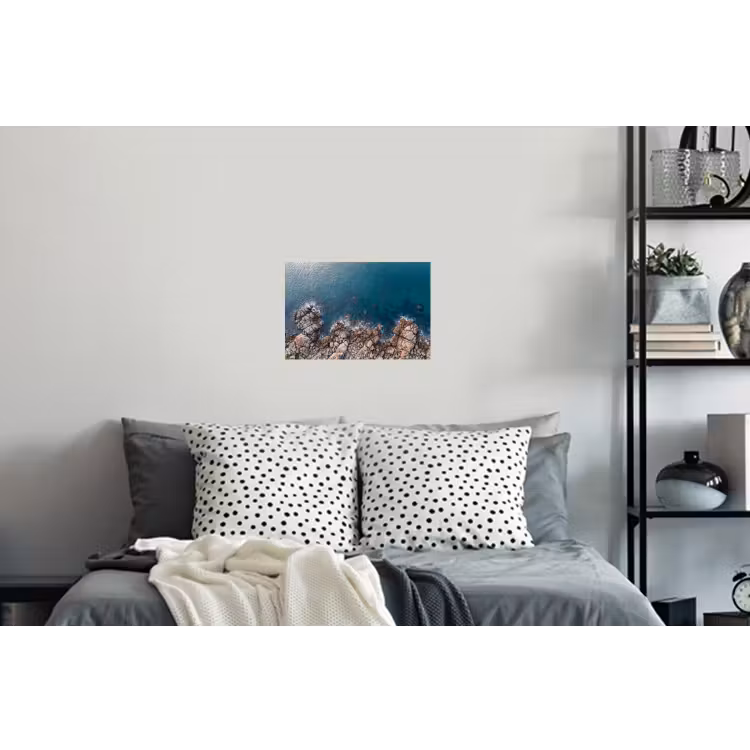 Zee - Kustlijn - Natuur - Abstract - Blauw Muursticker klein -slaapkamer