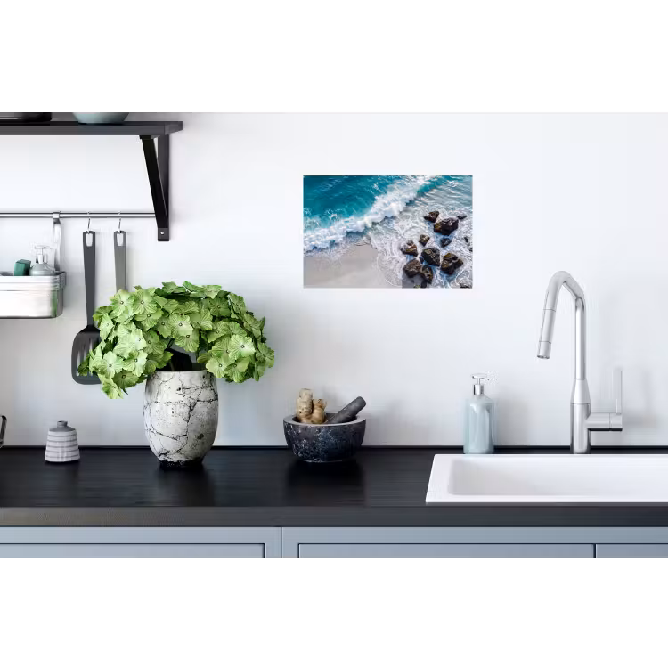 Zee - Golf - Strand - Natuur - Blauw Muursticker klein -keuken