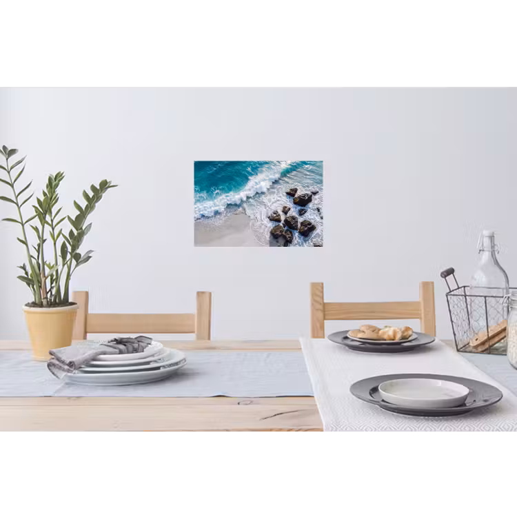 Zee - Golf - Strand - Natuur - Blauw Muursticker klein -eettafel