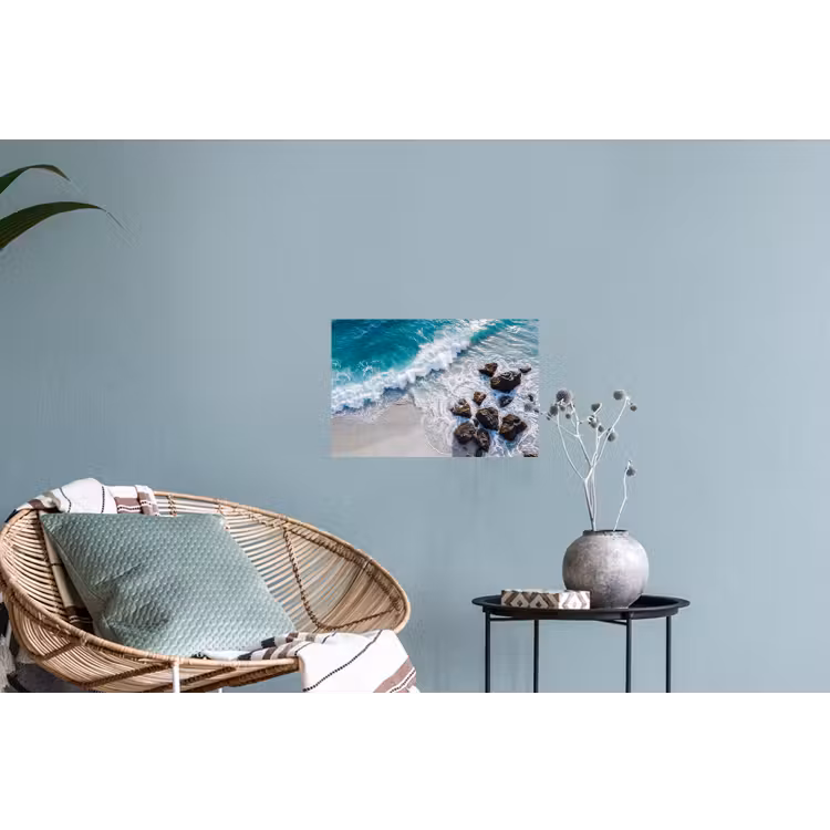 Zee - Golf - Strand - Natuur - Blauw Muursticker klein -plant