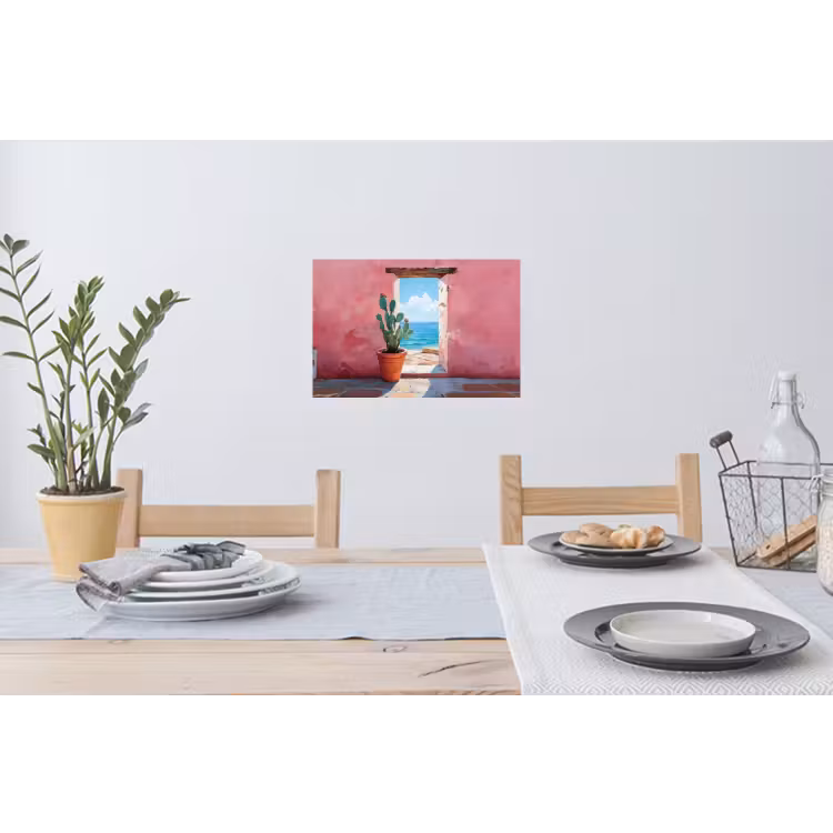 Zee - Roze - Cactus Muursticker klein -eettafel