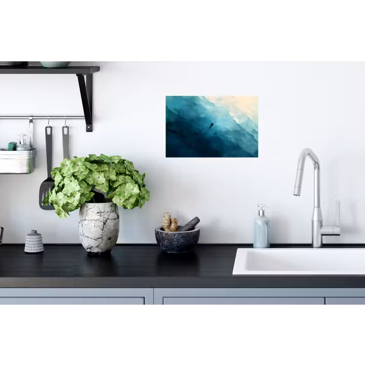 Zee - Silhouet - Abstract - Blauw Muursticker klein -keuken