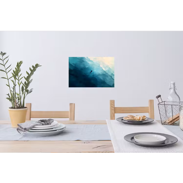Zee - Silhouet - Abstract - Blauw Muursticker klein -eettafel