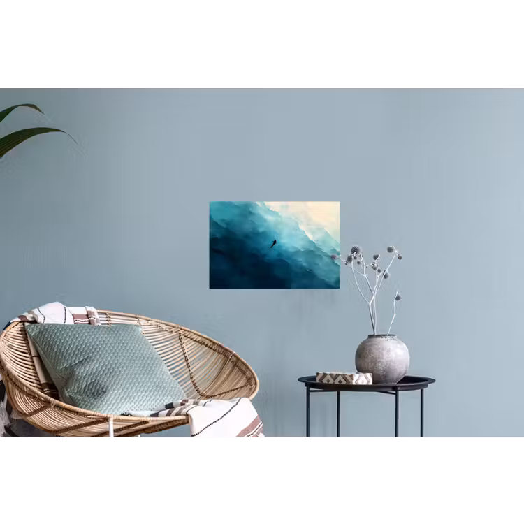 Zee - Silhouet - Abstract - Blauw Muursticker klein -plant