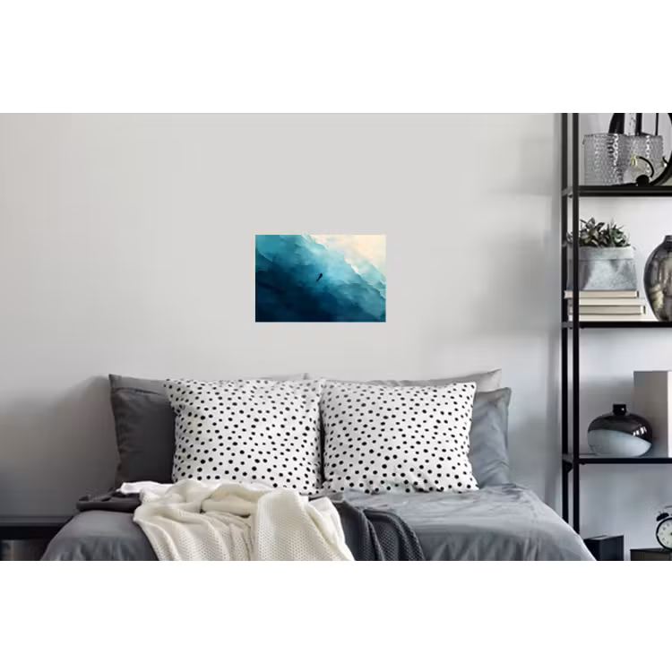 Zee - Silhouet - Abstract - Blauw Muursticker klein -slaapkamer