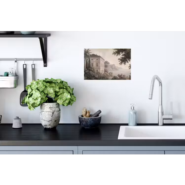 Zee - Villa - Beige Muursticker klein -keuken
