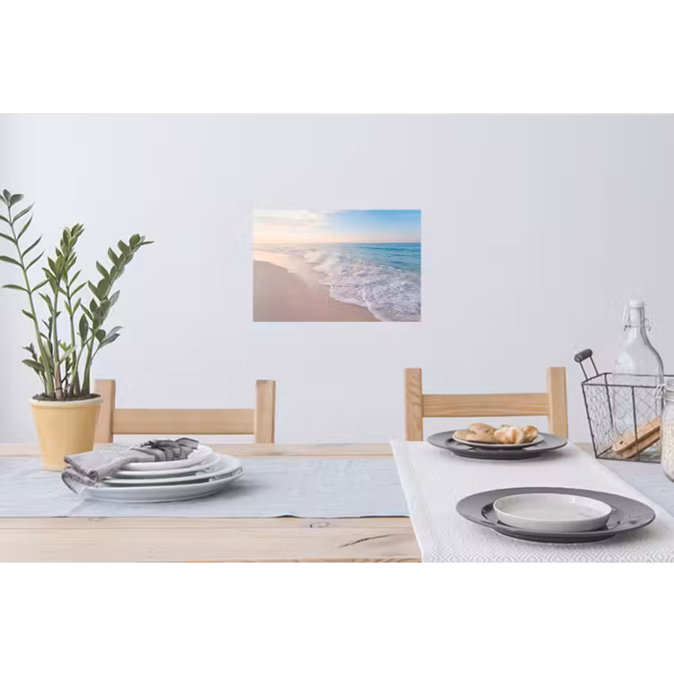 Zee - Golven - Strand - Natuur - Wit Muursticker klein -eettafel