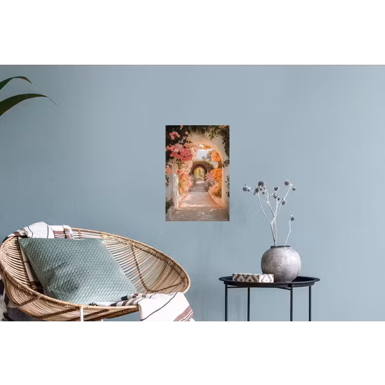 Doorkijk - Boog - Bloemen - Pastel Muursticker klein -plant