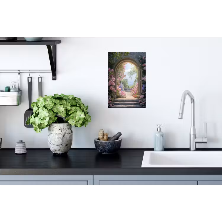 Doorkijk - Rozen - Vintage - Bloemen Muursticker klein -keuken