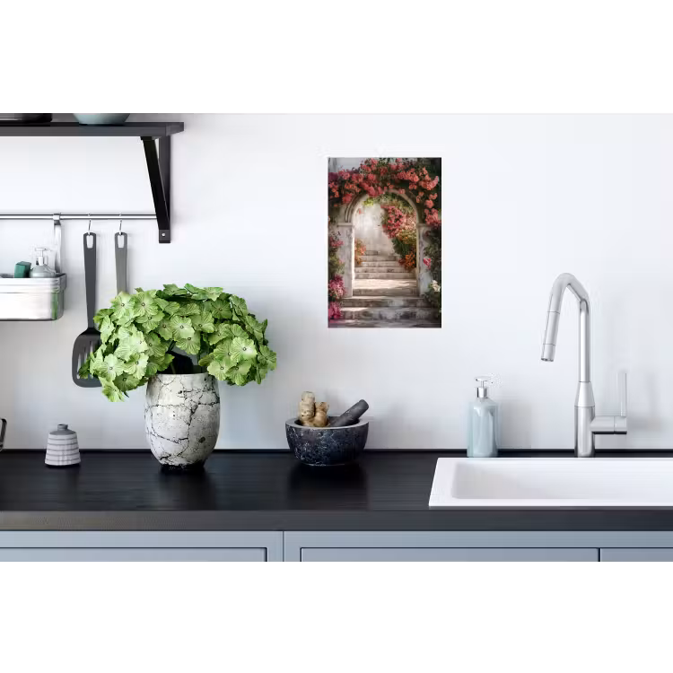 Doorkijk - Rozen - Vintage - Poort Muursticker klein -keuken