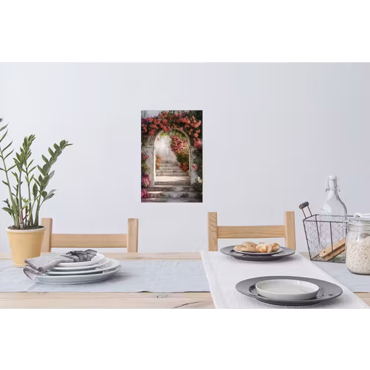 Doorkijk - Rozen - Vintage - Poort Muursticker klein -eettafel
