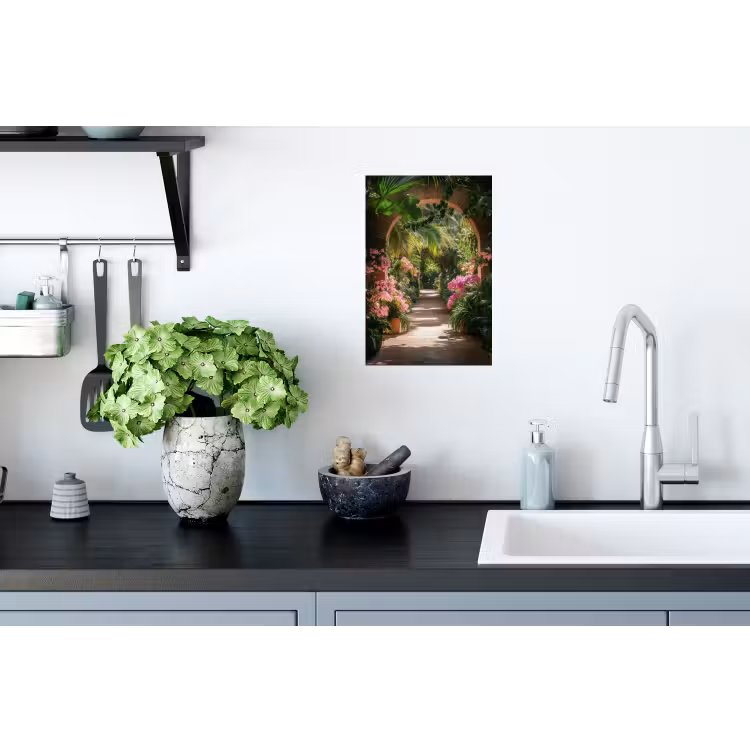 Doorkijk - Tropisch - Bloemen - Natuur Muursticker klein -keuken