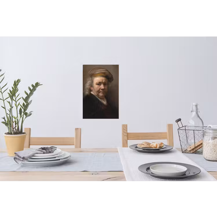 Zelfportret - Schilderij van Rembrandt van Rijn Muursticker klein -eettafel