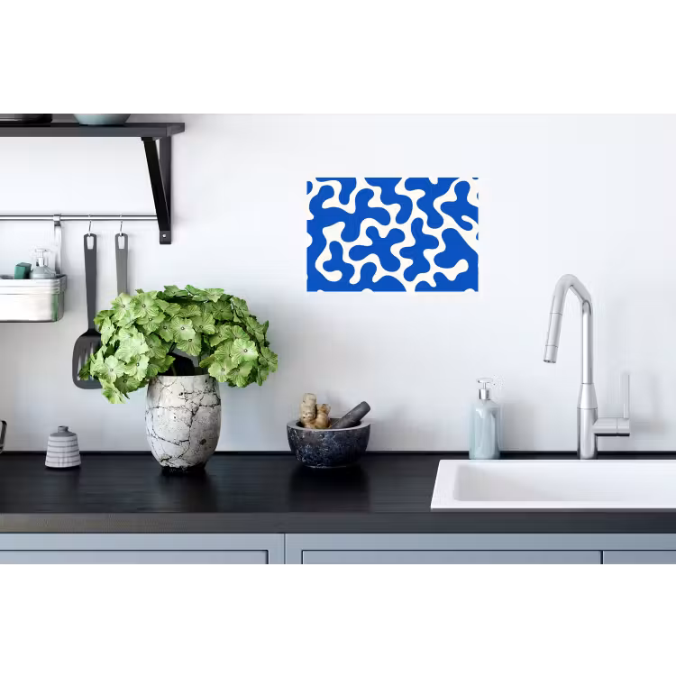 Vormen - Abstract - Blauw - Golven Muursticker klein -keuken