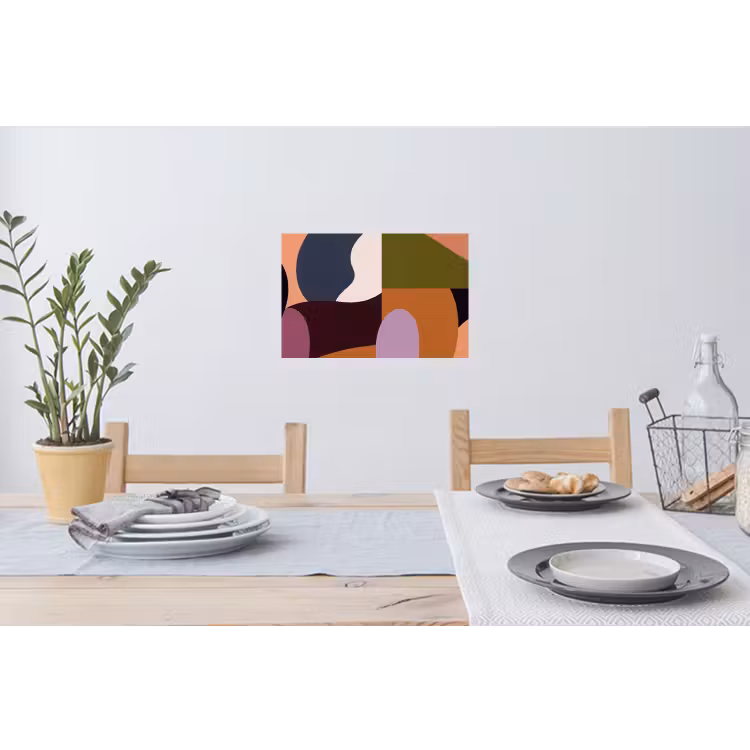 Vormen - Abstract - Kleuren - Vierkant Muursticker klein -eettafel