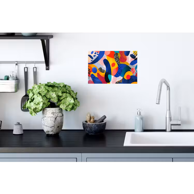 Vormen - Abstract - Stippels - Blauw Muursticker klein -keuken