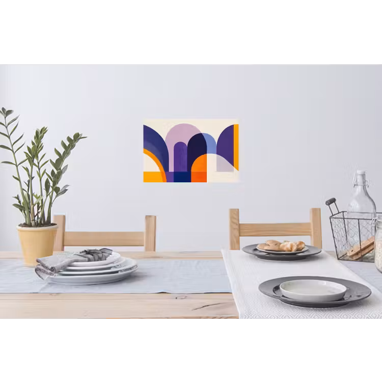Vormen - Abstract - Grafisch - Oranje Muursticker klein -eettafel