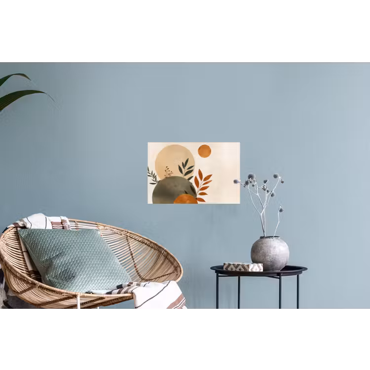 Vormen - Rond - Bladeren - Beige Muursticker klein -plant