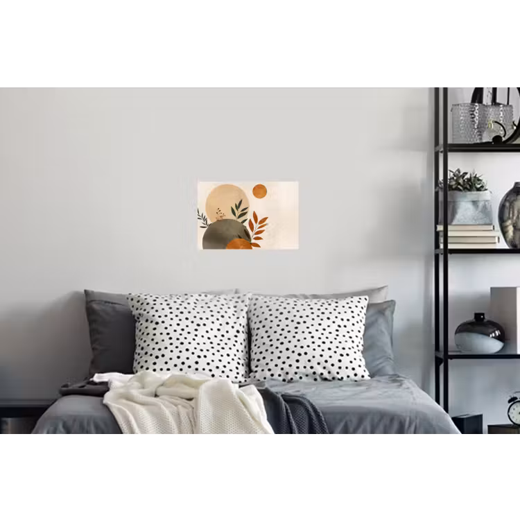 Vormen - Rond - Bladeren - Beige Muursticker klein -slaapkamer