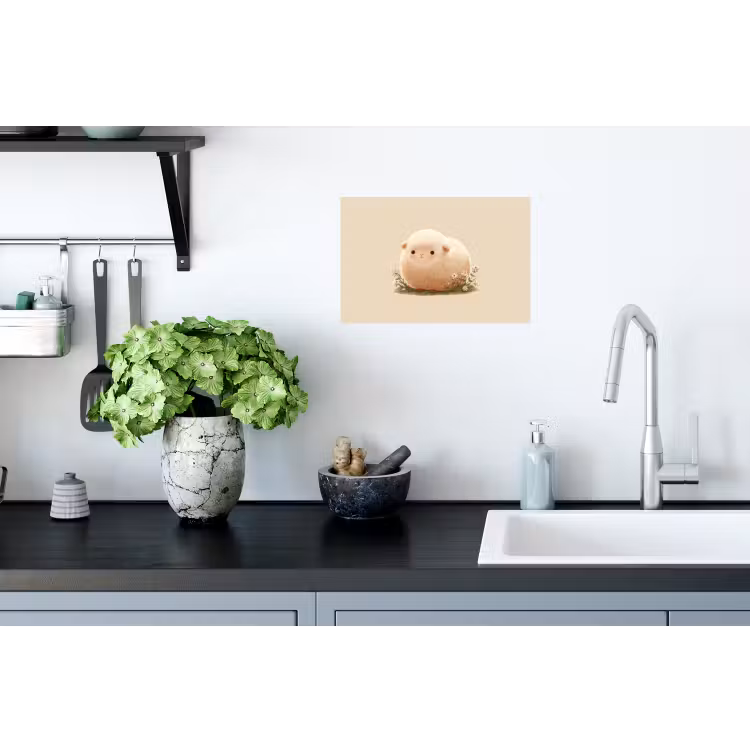Schaap - Beige - Bloemen Muursticker klein -keuken