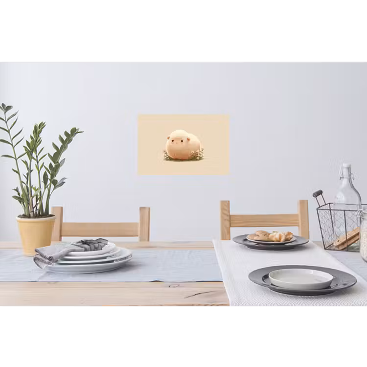 Schaap - Beige - Bloemen Muursticker klein -eettafel