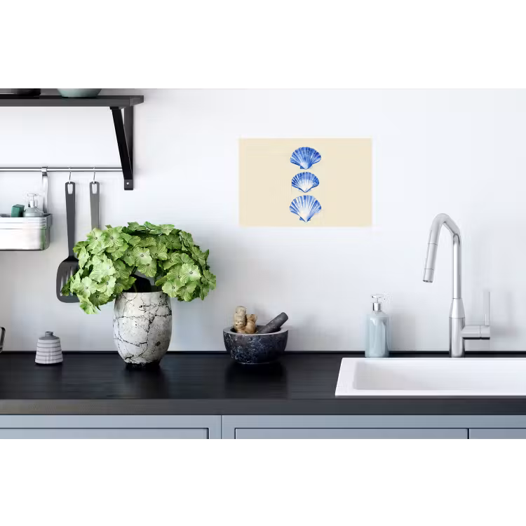 Schelpen - Blauw - Beige Muursticker klein -keuken