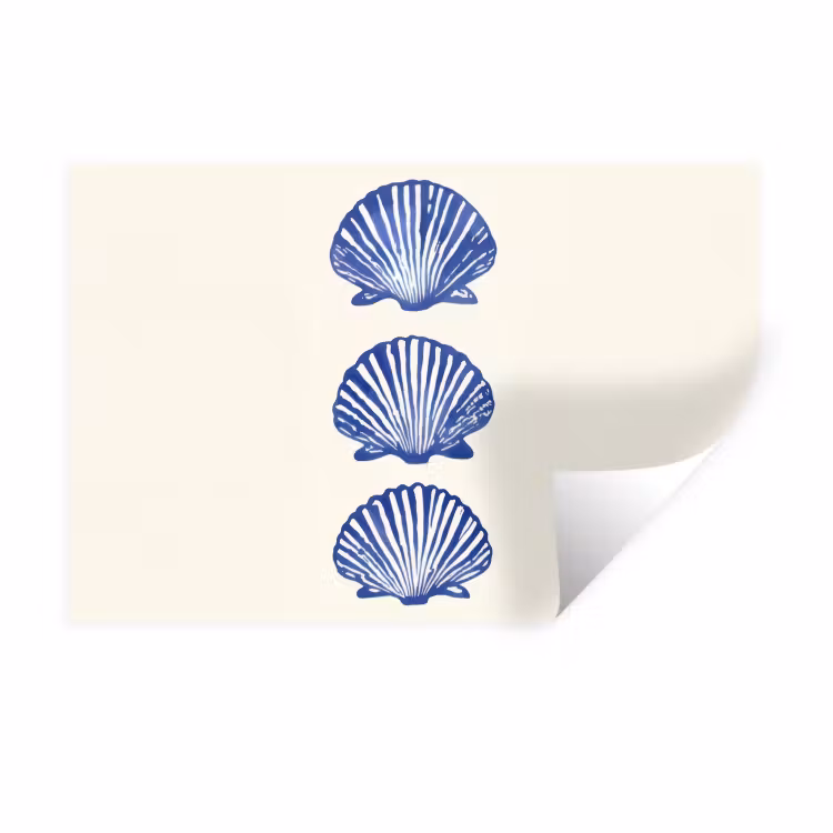 Schelpen - Blauw - Patroon Muursticker klein -3d