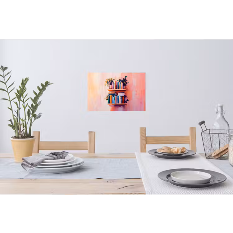 Planken - Boeken - Bladeren Muursticker klein -eettafel
