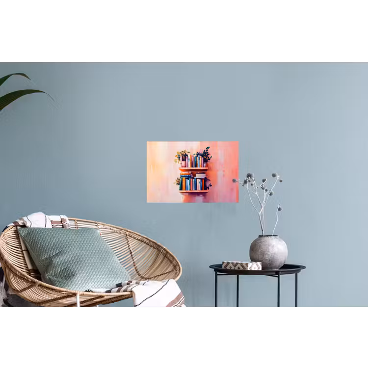 Planken - Boeken - Bladeren Muursticker klein -plant