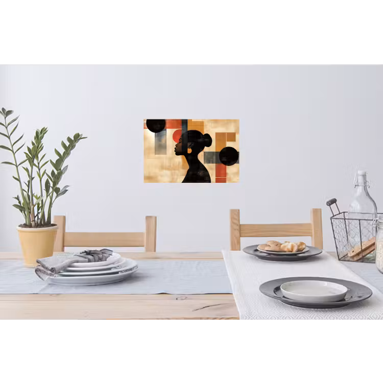 Zijaanzicht - Vrouw - Vormen Muursticker klein -eettafel
