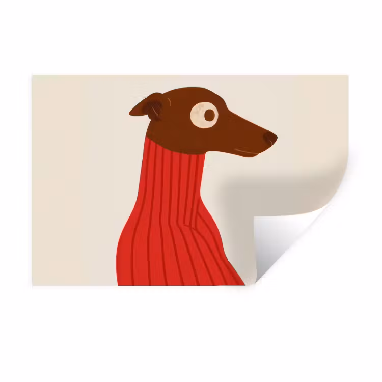 Silhouet - Hond - Trui - Rood Muursticker klein -3d