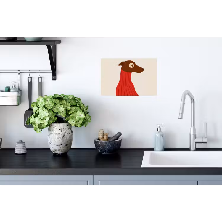 Silhouet - Hond - Trui - Rood Muursticker klein -keuken
