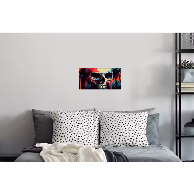 Schedel - Abstract - Rood - Blauw - Graffiti Muursticker klein -slaapkamer