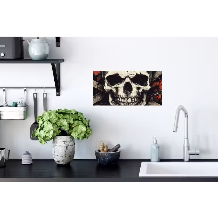 Schedel - Kettingen - Rood Muursticker klein -keuken