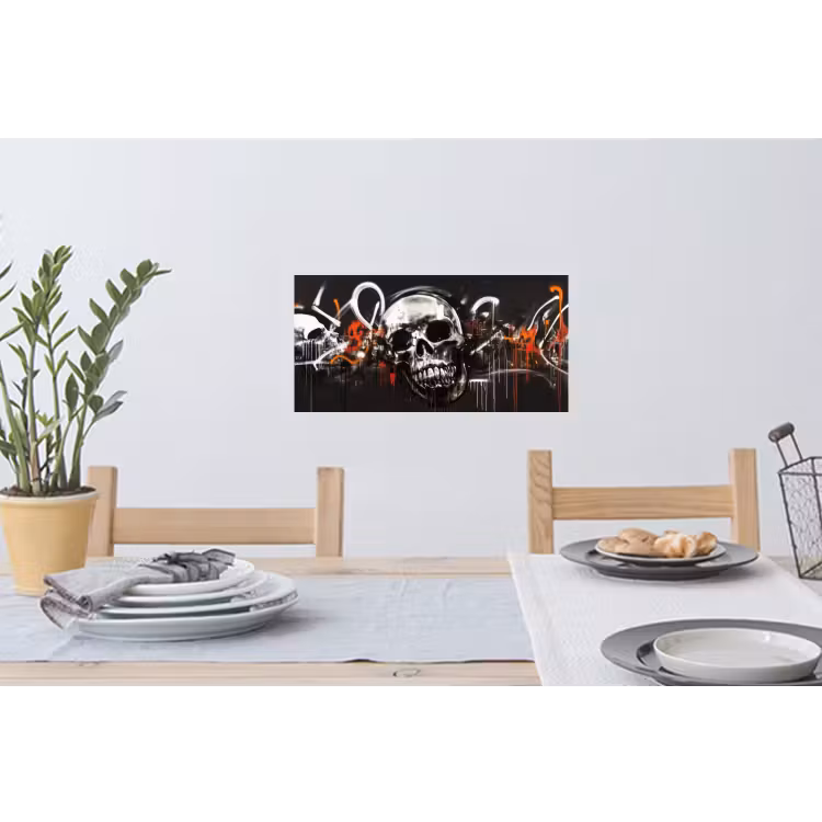 Schedels - Kunst - Donker - Rood Muursticker klein -eettafel