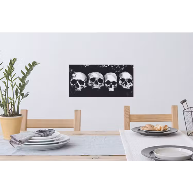 Schedels - Zwart - Contrast Muursticker klein -eettafel