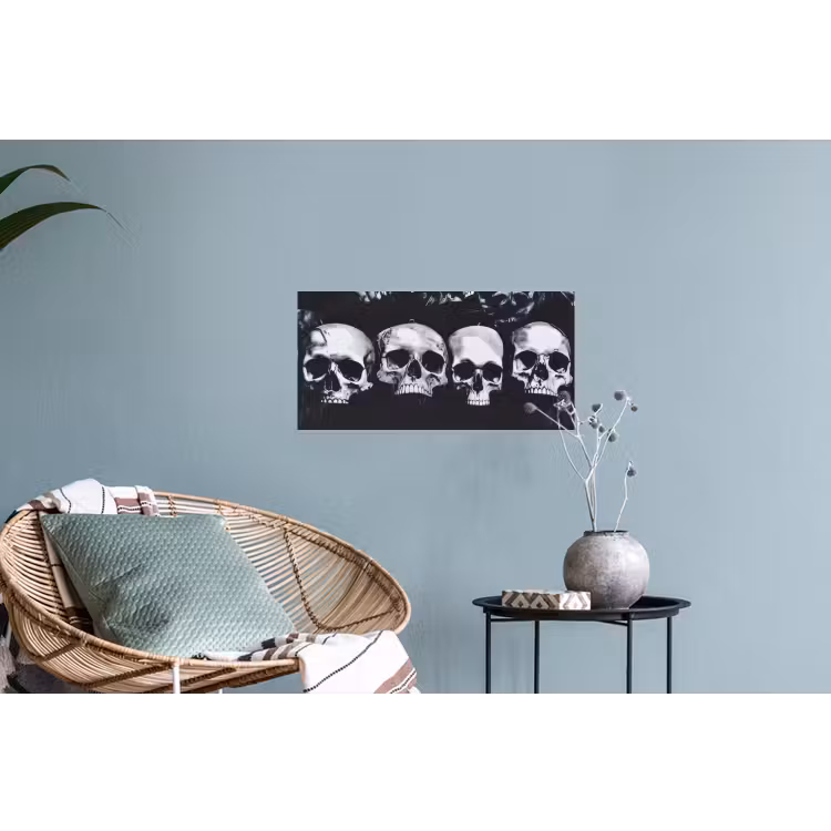 Schedels - Zwart - Contrast Muursticker klein -plant