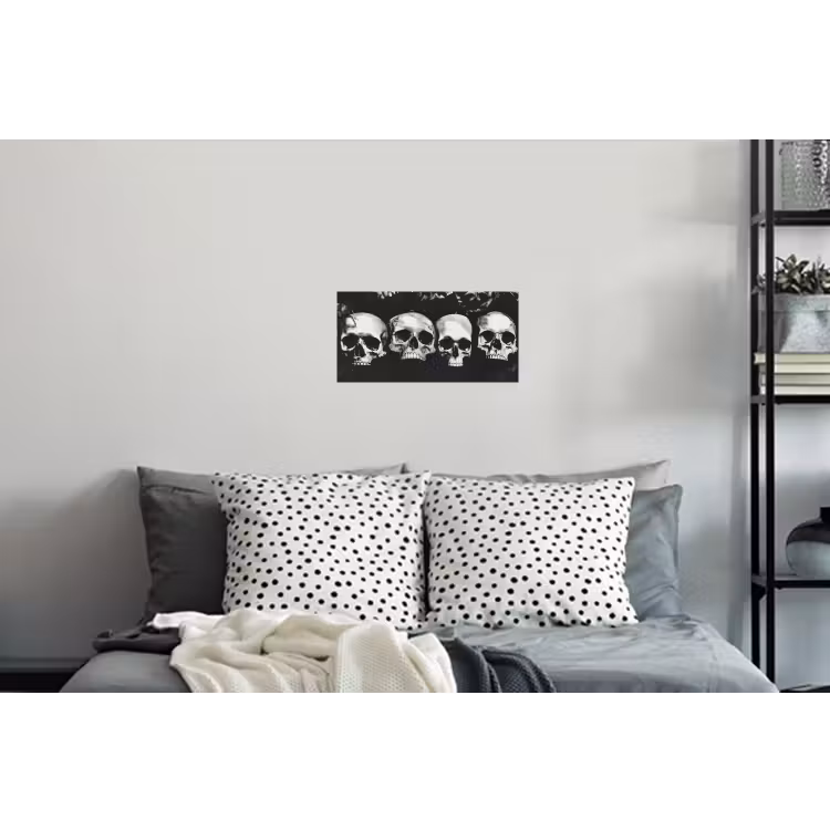 Schedels - Zwart - Contrast Muursticker klein -slaapkamer