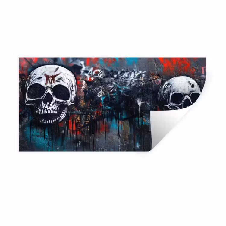 Schedels - Graffiti - Abstract Muursticker klein -3d