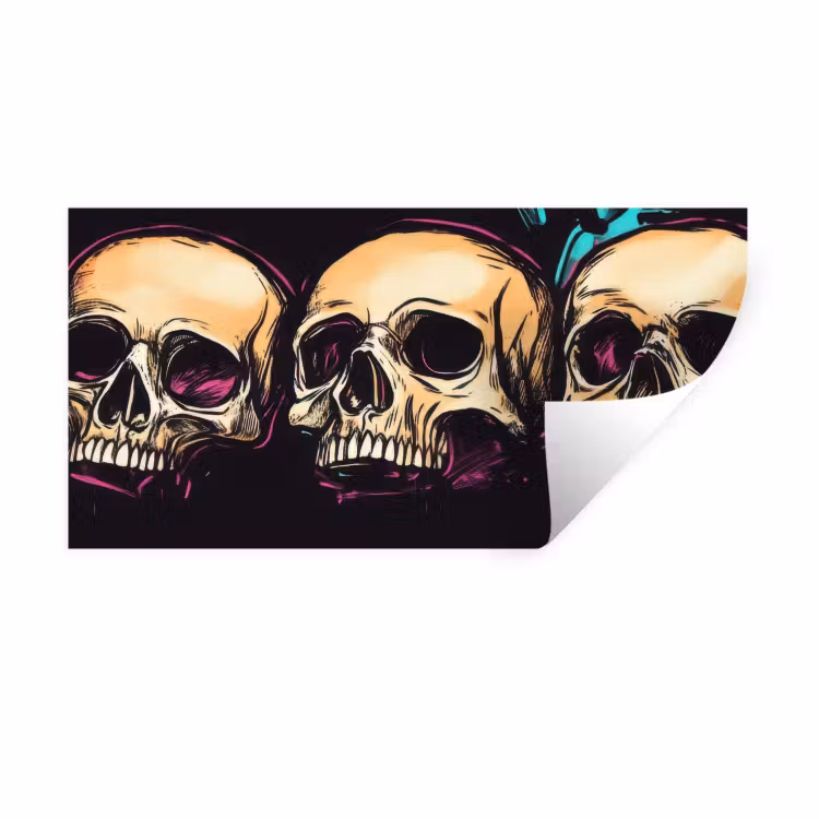 Schedels - Graffiti - Neon Muursticker klein -3d