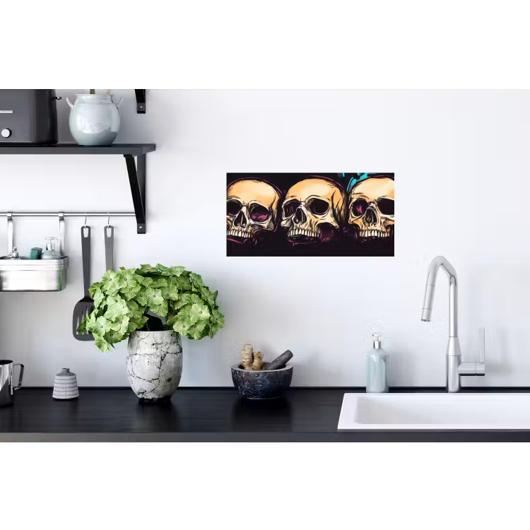Schedels - Graffiti - Neon Muursticker klein -keuken