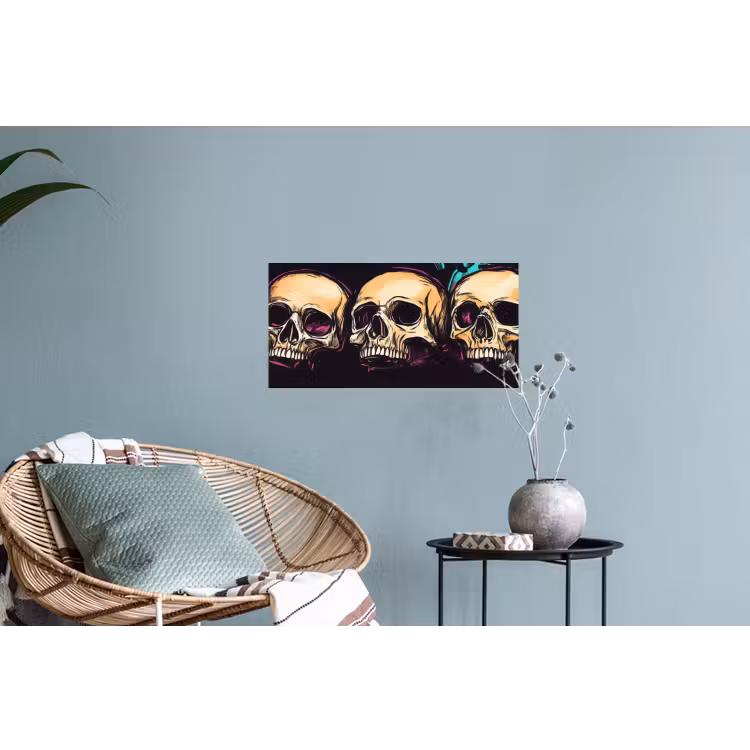 Schedels - Graffiti - Neon Muursticker klein -plant