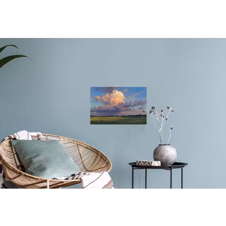 Lucht - Wolken - Landschap - Modern - Oranje Muursticker klein -plant