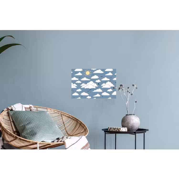Lucht - Zon - Wolken - Natuur - Blauw Muursticker klein -plant