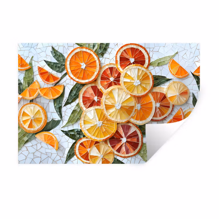 Schijfjes - Fruit - Oranje - Mozaïek Muursticker klein -3d