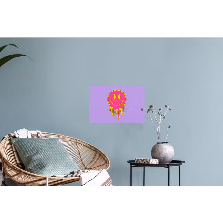 Smiley - Drip - Neon Muursticker klein -plant